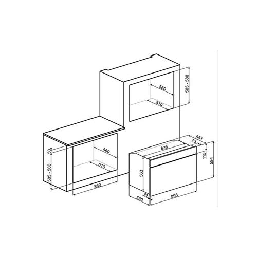 Smeg SF9370GX Horno | Nevera de vino termoeléctrico | Clase energética A | Largo, Horno de gas natural, 105 L