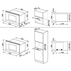 Smeg MP422S Four à micro-ondes | Comptoir | À encastrer, Micro-ondes avec grill, 22 L