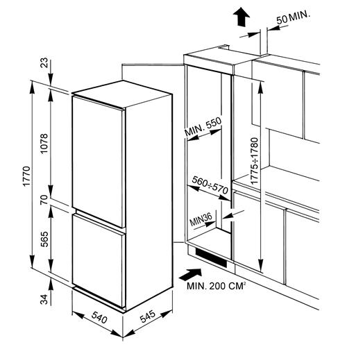 Smeg CR325APZD Kühl-gefrierkombination | Einbau