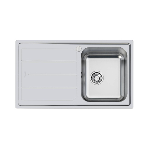 Foster Elettra 1Vdx+Sc B8 Inox - 5186061 Évier Über-Top | Edelstahl AISI 304 gebürstet, Abmessungen 860 x 500