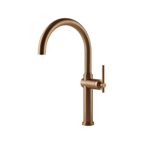 Gessi HABITO Girevole Warm Bronze Brushed PVD - 60670#726 Mitigeur Évier | Bronze chaud brossé PVD, Bec pivotant 360°, Débit réglable