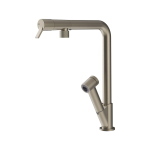 Gessi FISSO Estraibile Finox Brushed Nickel - 60640#149 Mitigeur Évier | Nickel brossé Finox, Douchette extractible, Tuyau flexible extensible