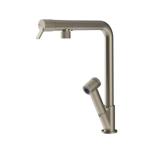 Gessi FISSO Estraibile Finox Brushed Nickel - 60640#149 Mitigeur Évier | Nickel brossé Finox, Douchette extractible, Tuyau flexible extensible