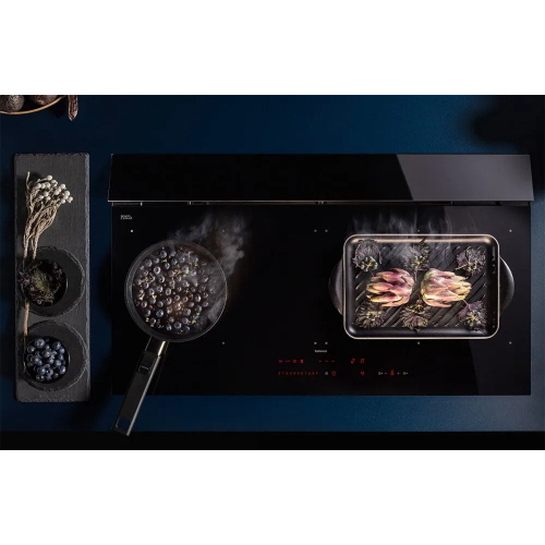 Falmec BRERA 90 VETRO NERO LUCIDO - CBRW90.00P8#ZZZN490F Table de cuisson à induction avec hotte aspirante intégrée encastré Noir, À encastrer, 89 cm | Classe énergétique A+++