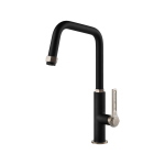 Gessi OFFICINE Girevole Finox Brushed Nickel / Matte Black - 60051#599 Mitigeur Évier | Nickel Brossé / Noir mat, Bec pivotant 360°, Débit réglable
