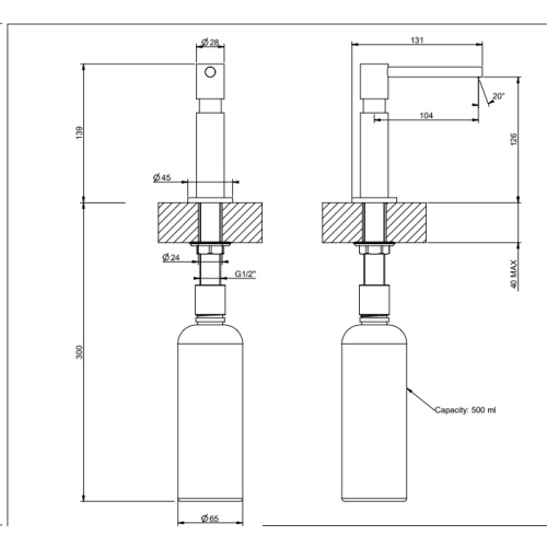 Gessi DISPENSER Dispenser Finox Brushed Nickel - 29651#149 Dispensador de jabón | Níquel cepillado, Depósito incluido, Bomba resistente