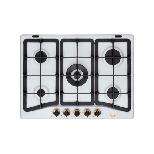 De'Longhi BF57PRO Kochfeld Einbau | Klasse 70 | bianco, 5 fuochi (1 TC), griglie ghisa