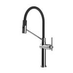 Gessi HABITO Semiprofessionale Black Metal Brushed PVD - 60664#707 Mitigeur Évier | Métal noir brossé PVD, Bec semi-professionnel double fonction, Hauteur bec 250 mm