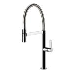 Gessi HELIUM Semiprofessionale Finox Brushed Nickel - 50009#149 Mitigeur Évier | Nickel brossé Finox, Bec semi-professionnel double fonction, Hauteur bec 250 mm