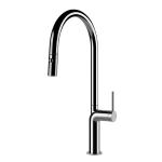Gessi STELO Due Getti Finox Brushed Nickel - 60303#149 Grifo monocomando Fregadero | Níquel cepillado Finox, Doble chorro conmutable, Chorro normal y nebulizado