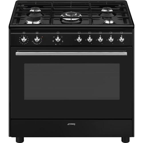 Smeg CX91GMBL Cocina | Cocina familiar tipo industrial  | Clase energética A | Cocina independiente, Negro, Botones