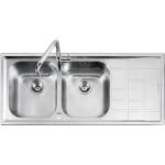 BARAZZA 1LLV120/2D Sink Built-in | 2 bowls + right drainer, Bowls 34x39x21 cm, AISI 304 stainless steel