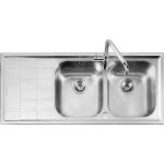 BARAZZA 1LLV120/2S Sink Built-in | 2 bowls + left drainer, Bowls 34x39x21 cm, AISI 304 stainless steel