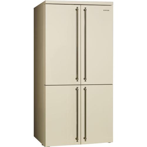 Smeg FQ60CPO6 Kühl-gefrierkombination | Freistehend | Energieklasse E | 4-türiger Kühlschrank, No Frost, cremefarbig
