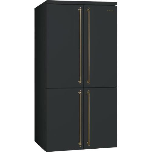 Smeg FQ60CAO6 Kühl-gefrierkombination | Freistehend | Energieklasse E | 4-türiger Kühlschrank, No Frost, Oberfläche in Anthrazit