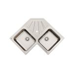 Foster Angolo 2V 34X40 Ks - 3303060 Sink Overlapping | Stainless steel AISI 304 brushed, Drain 3½, Possibilità of holes aggiuntivi, Stainless steel