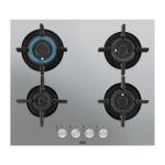 AEG HGB64423UZ Plaque de cuisson à gaz Encastrable | Classe énergétique N/A | 60 cm, Step Power, 4 zones, Inox/EasyClean