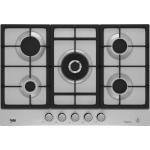 Beko HIAW75226SXE Gaskochfeld einbau 4 Kochstellen + 1 Hochleistungs-Wok-Brenner, 75 cm, Edelstahl | Energieklasse N/A