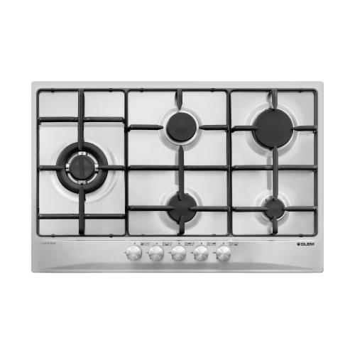 GLEMGAS GT85TIX Plaque de cuisson à gaz Encastré | 5 feux, Allumage sous le pommeau, grilles en fonte