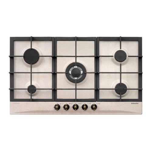 GLEMGAS GT955HSA Placa de gas Empotrable | Clase energética A | 5 fuegos, Rejillas de hierro fundido, Encendido electrónico