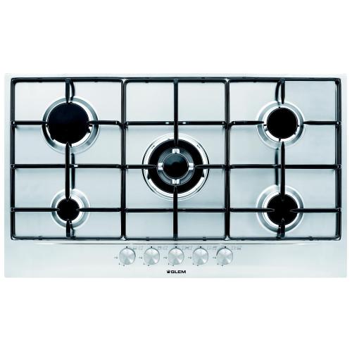 GLEMGAS GT955IX Gaskochfeld Einbau | 5 Kochstellen, 90 cm, Edelstahl