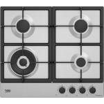 Beko HIAW64225SXE Gaskochfeld einbau 3 Kochstellen + 1 Wok, 60 cm, Edelstahl | Energieklasse N/A