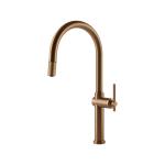 Gessi HABITO Estraibile Warm Bronze Brushed PVD - 60672#726 Grifo monocomando Fregadero | Bronce cálido cepillado PVD, Ducha extraíble, Manguera flexible extensible