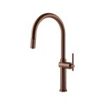 Gessi HABITO Estraibile Copper Brushed PVD - 60672#708 Grifo monocomando Fregadero | Cobre cepillado PVD, Ducha extraíble, Manguera flexible extensible