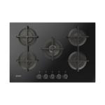 Indesit ING72TBK1 Gaskochfeld einbau Schwarz, Einbauversion, 75 cm