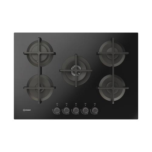 Indesit ING72TBK1 Gaskochfeld Einbau | Schwarz, Einbauversion, 75 cm