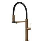 Gessi GESSI 316 Semiprofessionale Warm Bronze Brushed PVD - 60210#726 Grifo monocomando Fregadero | Bronce cálido cepillado PVD, Caño semiprofesional doble función, Altura caño 250 mm