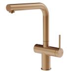 Gessi INEDITO Acqua Filtrata Warm Bronze Brushed PVD - 60571#726 Mitigeur Évier | Bronze chaud brossé PVD, Fonction eau filtrée intégrée, Trois voies eau chaude/froide/filtrée