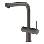 Gessi INEDITO Acqua Filtrata Black Metal Brushed PVD - 60571#707 Mitigeur Évier | Métal noir brossé PVD, Fonction eau filtrée intégrée, Trois voies eau chaude/froide/filtrée