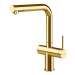 Gessi INEDITO Acqua Filtrata Gold PVD - 60571#246 Mitigeur Évier | Or Brillant Pvd, Fonction eau filtrée intégrée, Trois voies eau chaude/froide/filtrée