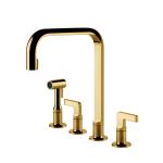 Gessi INCISO Monogetto Gold PVD - 58703#246 Grifo monocomando Fregadero | Oro Brillante Pvd, Boca monochorro fija, Caudal reducido ahorro agua