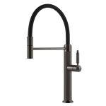 Gessi VENTI20 Semiprofessionale Black Metal Brushed PVD - 60634#707 Mitigeur Évier | Métal noir brossé PVD, Bec semi-professionnel double fonction, Hauteur bec 250 mm