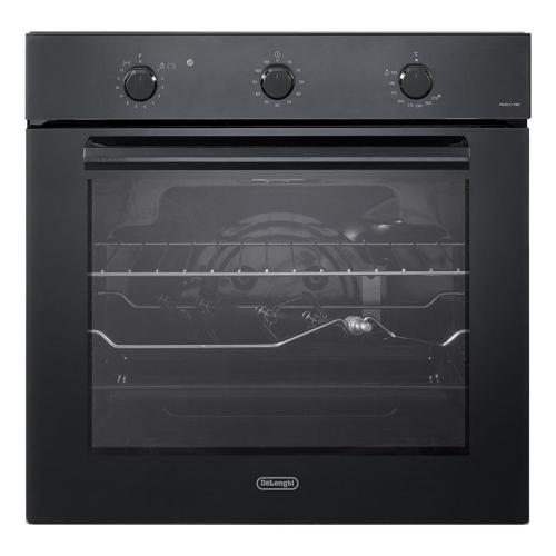 De'Longhi FGE6NL Backofen Einbau | Klasse A | thermostatisiertes statisches Gas (5F), Gasgrill Fassungsvermögen 68 Liter, Drehspieß, 120 Minuten Drehknöpfe und Griff in schwarzer Ausführung, Doppelglastür mit herausnehmbarer Innenscheibe 1 Halogenlampe Ta