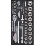 Kraftwerk Tools 105.301.034 Jeu de cliquets réversibles 1/4" + 1/2" 40-pcs. Insert 20x40