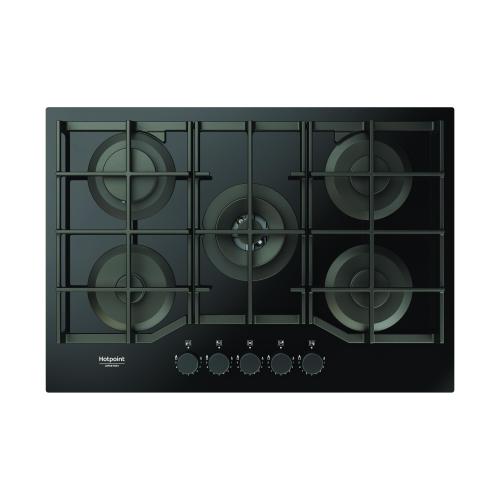 Hotpoint HAGS72FBK Gaskochfeld Einbau | Schwarz, Einbauversion, 73 cm