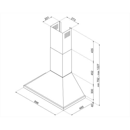 Smeg KPF94X Hotte Encastrable | Acier inox, Puissance d’aspiration élevée, Design compact