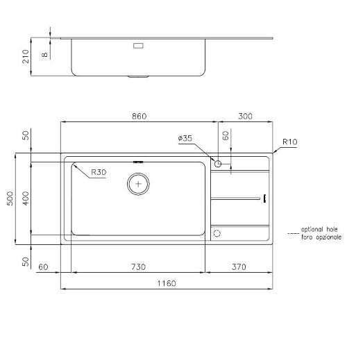Foster Evo 1Vdx71+Sc B8 116 - 3216051 Sink Built-in | Stainless steel, Double bowl, Integrated drainer