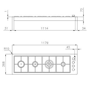 Foster Piano S4000 Linea 4F Ft Inox Ra - 7259042 Gas hob Built-in | 4 burners, Stainless steel finish, Front controls