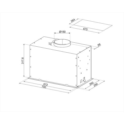 Smeg KICGR70X2 Campana extractora Empotrable | Clase energética A | Diseño compacto, 3 velocidades, Filtro de carbón