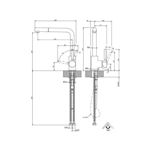 Gessi NEUTRON Monogetto Matte Black - 17169#299 Mixer tap Sink | Single jet, Matte black finish, Minimal design