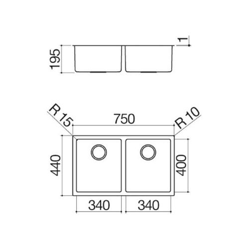 BARAZZA 1X842S Sink Built-in | AISI 304 stainless steel, Satin finish, Practical in kitchen