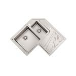 Foster Angolo 1V40+1V18X40 Ks - 3308050 Sink Built-in | Stainless steel AISI 304 brushed, Drain 3½, Possibilità of holes aggiuntivi, double basin