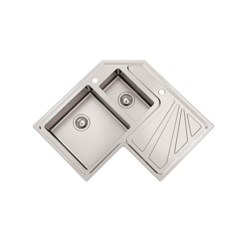 Foster Angolo 1V40+1V18X40 Ks - 3308050 Sink Built-in | Stainless steel AISI 304 brushed, Drain 3½, Possibilità of holes aggiuntivi, double basin