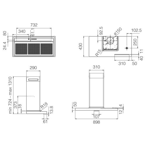 elica BIO @ WH/A/90 USB ROVERE - PRF0147266A Hood Island | Class A | Width 90 cm, Color White, Class A