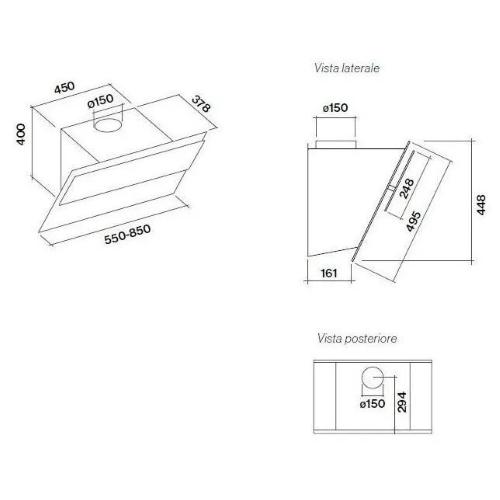 Falmec Verso 85 P.E.Cap. Vetro Bianco  220-240V - 50-60Hz T80 S/Filtro Campana extractora De pared | Clase energética A | Plana, 85 cm, cristal blanco