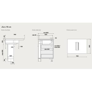 Falmec ZERO 76 VETRO NERO LUCIDO RAL 9005 - CUZQ76.05P8#ZZZN460F Dunstabzugshaube Einbau | Küchenhaube, Ausführung glänzendes schwarzes Glas, Saugleistung 700 m³/h